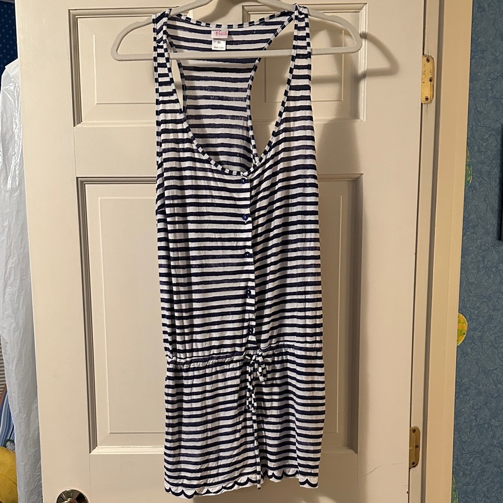 Profile By Gottex Navy and White Striped Swim Coverup